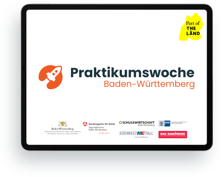 iPad mit Praktikumswoche Logo